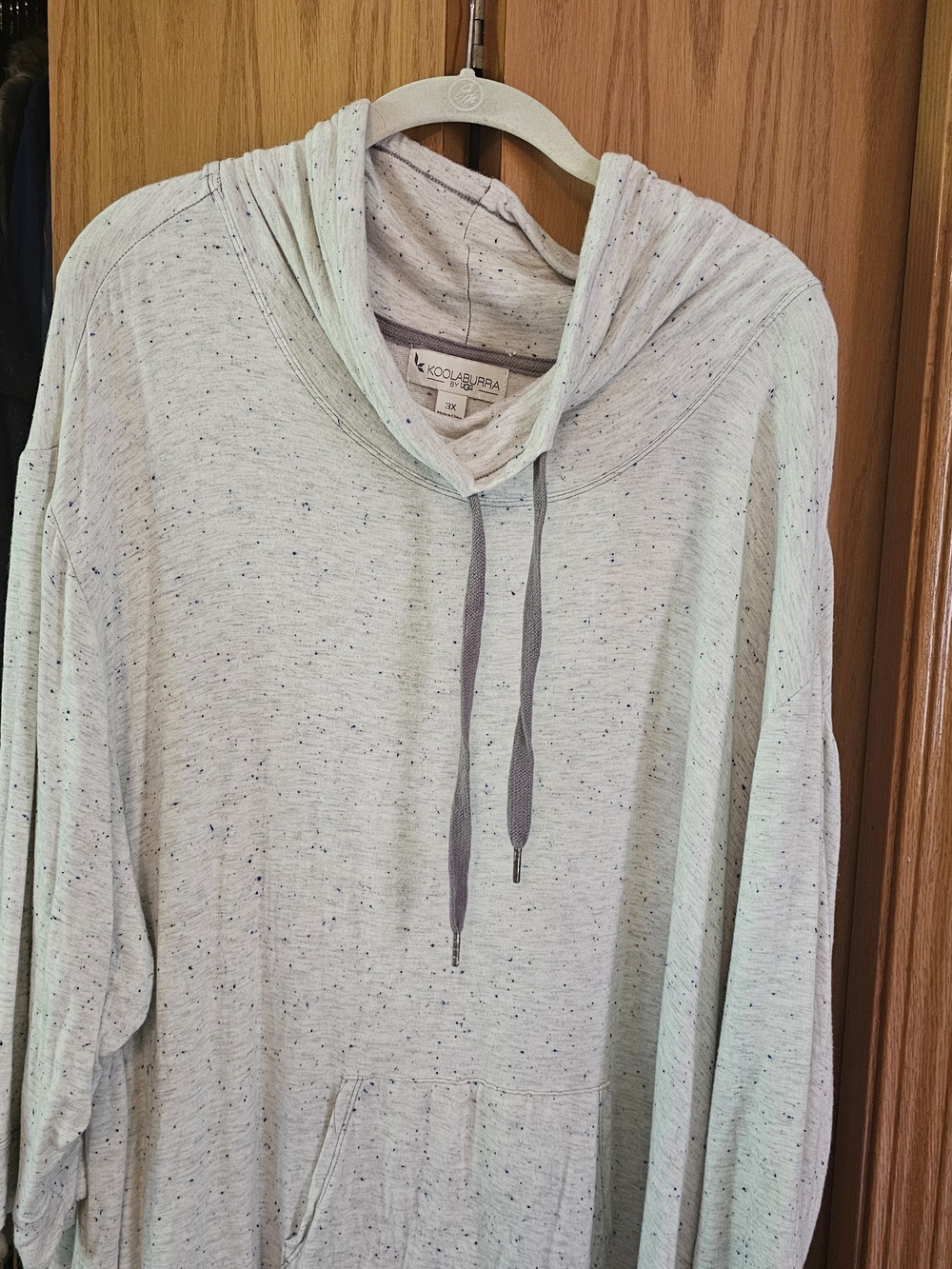 Plus Size Koolaburra Speckled Heather Light Gray Cowl Neck Pullover